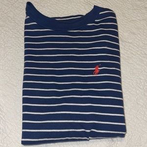 Polo Navy/White Striped T-Shirt Boys Size M (8-10)